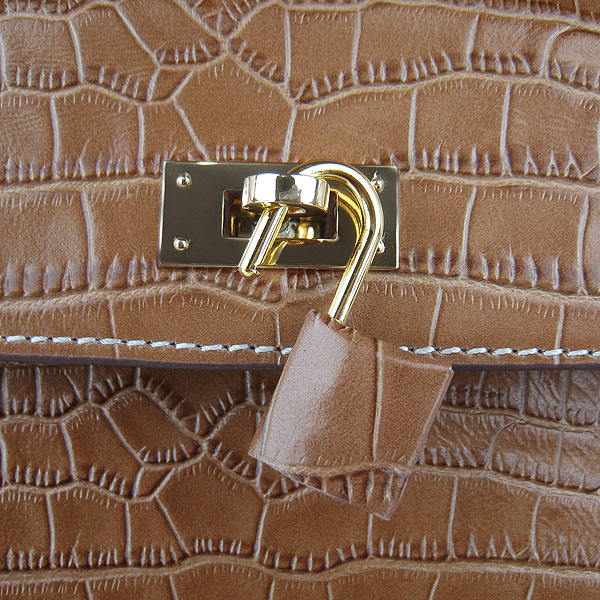 7A Replica Hermes Kelly 32cm Crocodile Veins Leather Bag Light Coffee 6108 - Click Image to Close